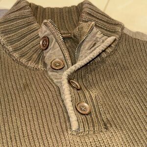 Sebastian Cooper Sweater Mens 2x Lg Long Sleeve Green 4 button collar w/ zipper